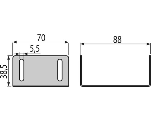 Technický nákres držáku profilu U s rozměry