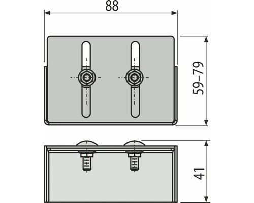 Technický výkres upevňovacího prvku s rozměry