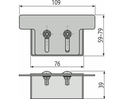 Technický nákres montážního úhelníku s rozměry