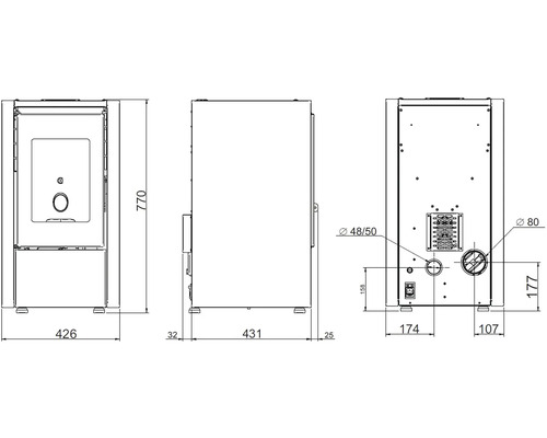 Technický nákres kamen s rozměry