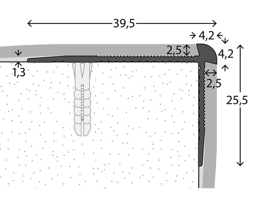 Technický nákres rohového profilu s rozměry