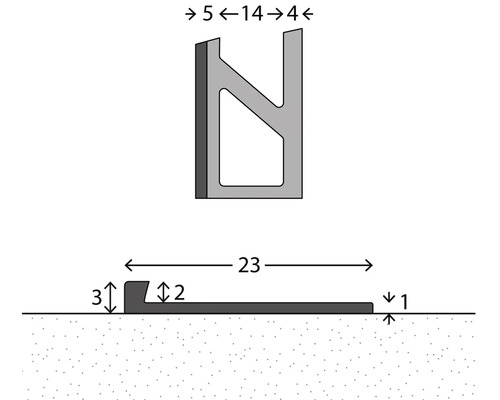 Ilustrace přechodového profilu s rozměry