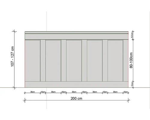 Nákres nástěnné skříňky s rozměry