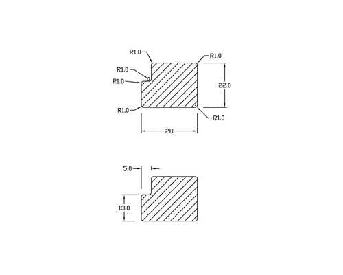 Technický výkres profilu s rozměry