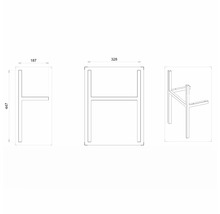 Technický výkres rámu stolu s rozměry