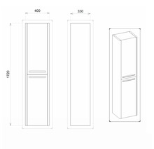 Koupelnová skříňka vysoká Devo Gloria 2.0 bílá matná 40 x 172 x 33 cm GL2-S2DPR40-1-F83