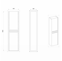 Koupelnová skříňka vysoká Devo Gloria 2.0 fjordová zelená 45 x 165 x 26 cm GL2-S2DLE45-1-F72