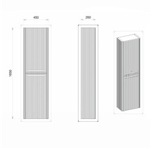 Koupelnová skříňka vysoká Devo Gloria 2.0 šedá matná 45 x 165 x 26 cm GL2-S2DPR45-2-F111