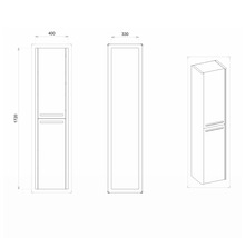 Koupelnová skříňka vysoká Devo Gloria 2.0 modrá 40 x 172 x 33 cm GL2-S2DKLE40-1-F103