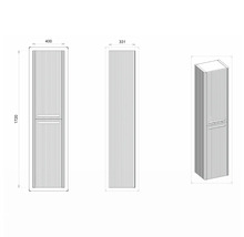 Technický výkres vysoké koupelnové skříňky o rozměrech 400 x 331 x 1720 mm