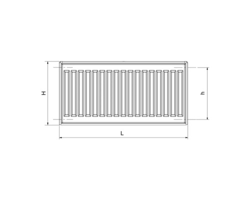 Malý deskový radiátor Rotheigner 22 600 x 2000 mm 4 boční přípojky