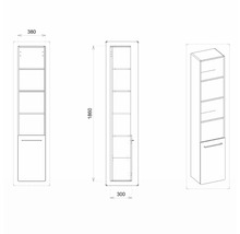 Koupelnová skříňka vysoká Devo Sonus 2.0 levá Dakar 38 x 186 x 30 cm SO2-SO1DL38-F89