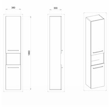 Koupelnová skříňka vysoká Devo Sonus 2.0 levá Dakar 38 x 186 x 30 cm SO2-SWN2DL38-F89