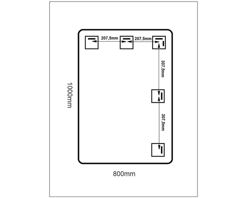 Obrázek s rozměry: výška 1000 mm, šířka 800 mm, vzdálenost 207,5 mm a 307,5 mm