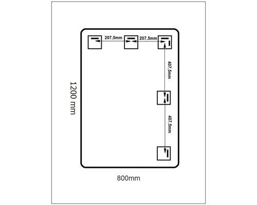 Technický nákres s rozměry: délka 1200 mm, šířka 800 mm