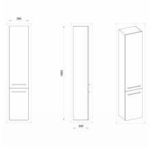 Koupelnová skříňka vysoká Devo Sonus 2.0 levá fjordová zelená 38 x 186 x 30 cm SO2-S2DL38x186-F72