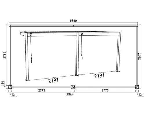 Technický výkres altánu s rozměry
