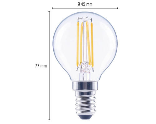 Žárovka E14 LED, průměr 45 mm a délka 77 mm