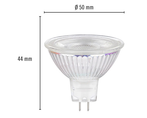 Žárovka MR16 o velikosti 44 x 50 milimetrů