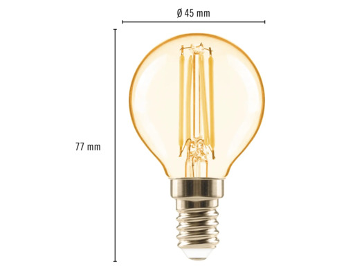 E14 LED žárovka, průměr 45 mm, výška 77 mm