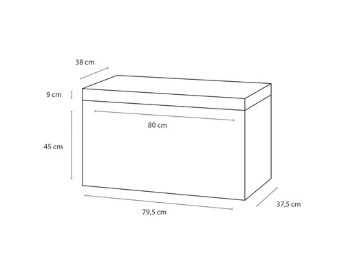 Nákres úložného boxu s rozměry