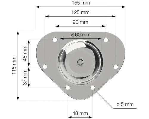 Technický nákres nábytkové rukojeti s rozměry