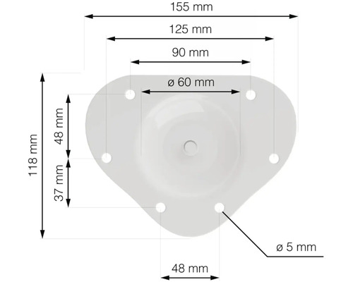 Technický výkres patky zařízení s rozměry