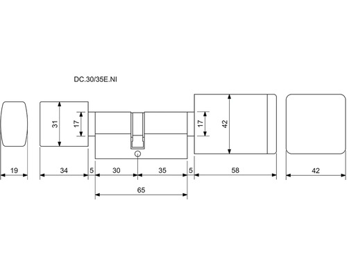 Technický výkres dveřní vložky s rozměry