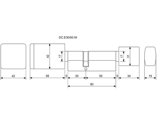 Technický výkres cylindrické vložky s rozměry