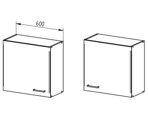 Dvě závěsné skříňky o šířce 600 milimetrů