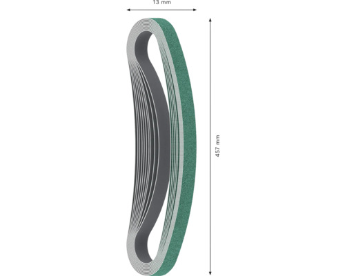 Brusný pás o rozměrech 13 mm x 457 mm