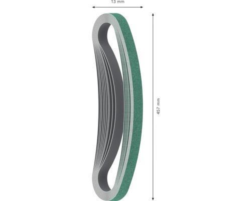 Brusný pás o rozměrech 13 mm x 457 mm