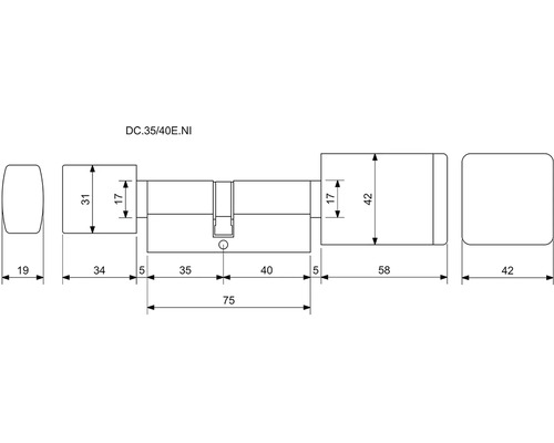 Technický výkres dveřní vložky s rozměry