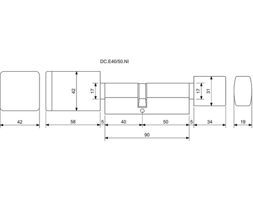 Technický výkres válce s rozměry