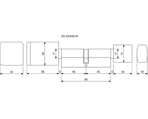 Technický výkres cylindrické vložky s rozměry