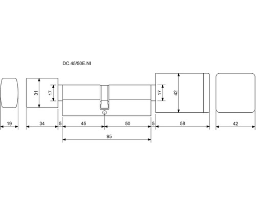 Technický nákres profilového válce s rozměry