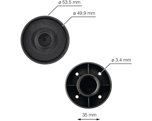 Nákres nožičky spotřebiče s rozměry