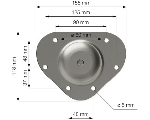 Technický výkres nábytkového kolečka s rozměry