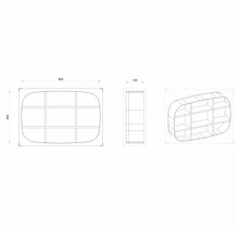 Nástěnný regál do koupelny Devo Oval černá/dub přírodní 60 x 40 x 12 cm OV-MK60-L09D01
