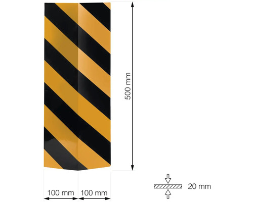 Ochranný profil o rozměrech 500 x 100 x 100 x 20 milimetrů