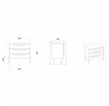 Koupelnová skříňka pod umyvadlo Devo Sonet Dakar/dub 84 x 75 x 49 cm SF-SU3S84-F120D01L09
