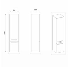 Koupelnová skříňka vysoká Devo Vena 2.0 levá šedá strukturovaná 35 x 150 x 33 cm VE2-S2DL35-2-F101
