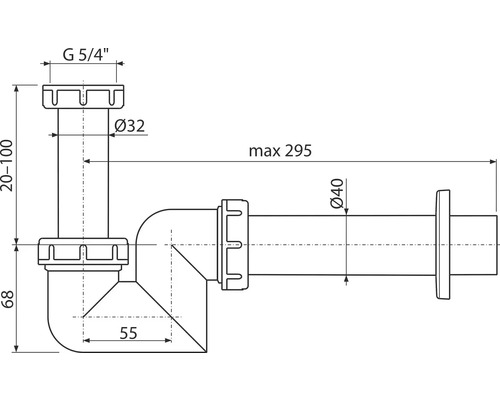 Nákres sifonu s rozměry