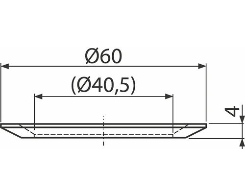 Technický výkres s rozměry 60 a 40,5 milimetrů v průměru a 4 milimetry na výšku