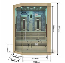 Technický nákres infra sauny s rozměry
