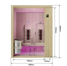 Vnitřní pohled na saunu s rozměry