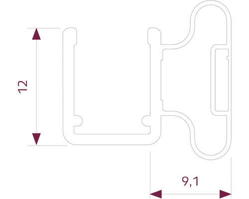 Technický výkres profilu s rozměry 12 a 9,1