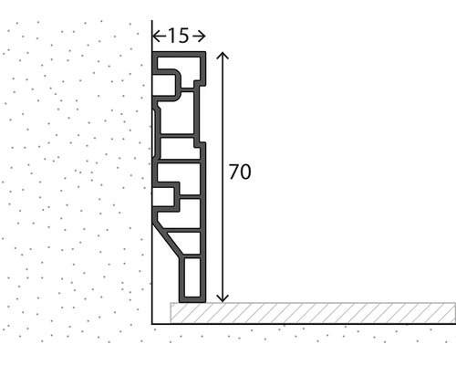 Profilová lišta o rozměrech 15 a 70 milimetrů