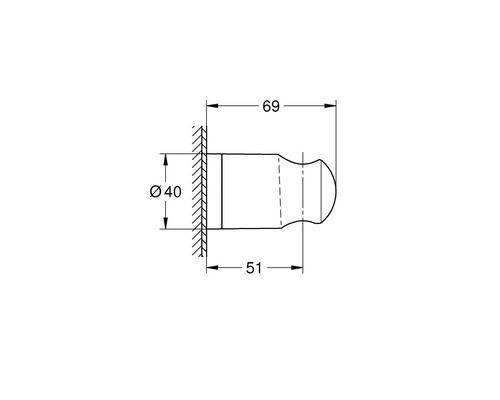 Technický výkres nástěnného háku s rozměry