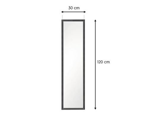 Obdélníkové zrcadlo s rámem o rozměrech 30 krát 120 centimetrů